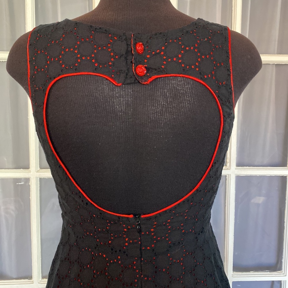 Living Dead Souls Gothic Cutout Back Heart Dress Rockabilly Valentine’s Day - Picture 5 of 8